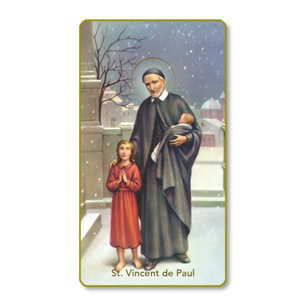 Saint Vincent De Paul Gold Edge Blank Paper Prayer Card (pack of 100)