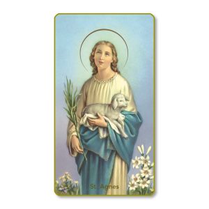 Saint Agnes Gold Edge Blank Paper Prayer Card (pack of 100)