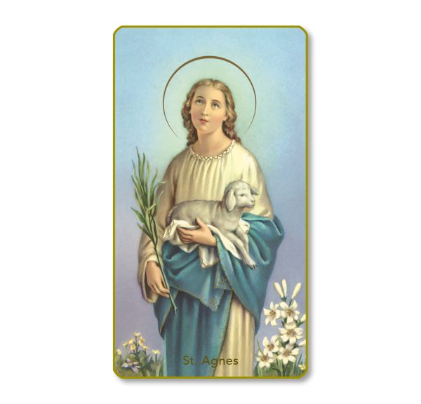 Saint Agnes Gold Edge Blank Paper Prayer Card (pack of 100)