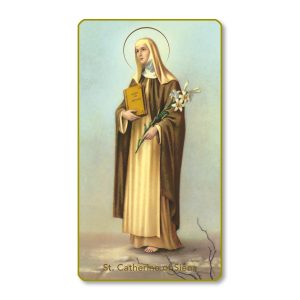 Saint Catherine of Sienna Gold Edge Blank Paper Prayer Card (pack of 100)