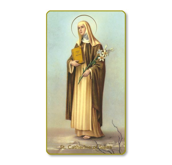 Saint Catherine of Sienna Gold Edge Blank Paper Prayer Card (pack of 100)