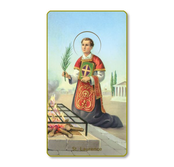 Saint LawrenceGold Edge Blank Paper Prayer Card (pack of 100)