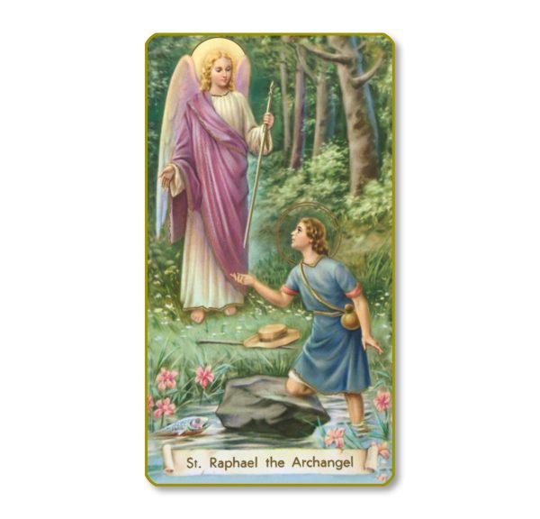Saint Raphael the Archangel Gold Edge Blank Paper Prayer Card (pack of 100)