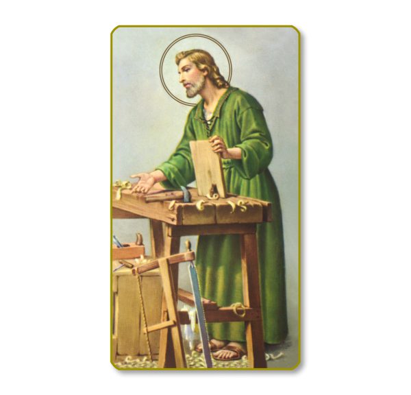 Saint Joseph the Worker Gold Edge Blank Paper Prayer Card (pack of 100)