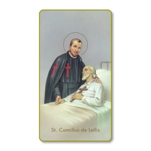 Saint Camillus De Lellis Gold Edge Blank Paper Prayer Card (pack of 100)