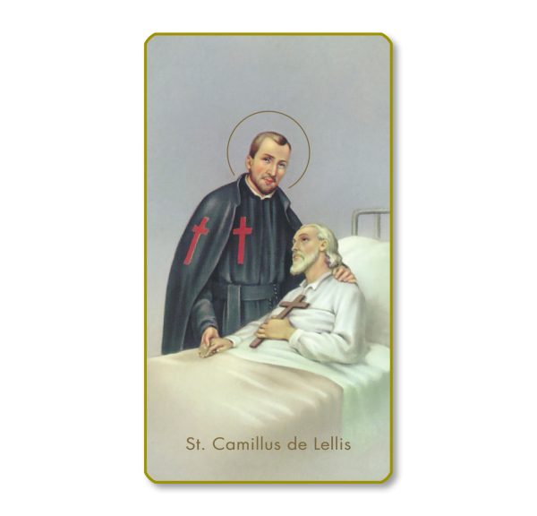 Saint Camillus De Lellis Gold Edge Blank Paper Prayer Card (pack of 100)