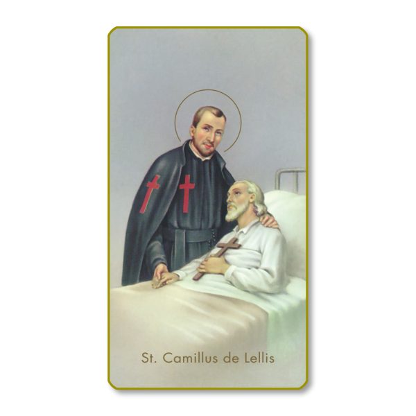 Saint Camillus De Lellis Gold Edge Blank Paper Prayer Card (pack of 100)