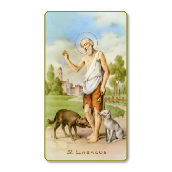 Saint Lazarus Gold Edge Blank Paper Prayer Card (pack of 100)