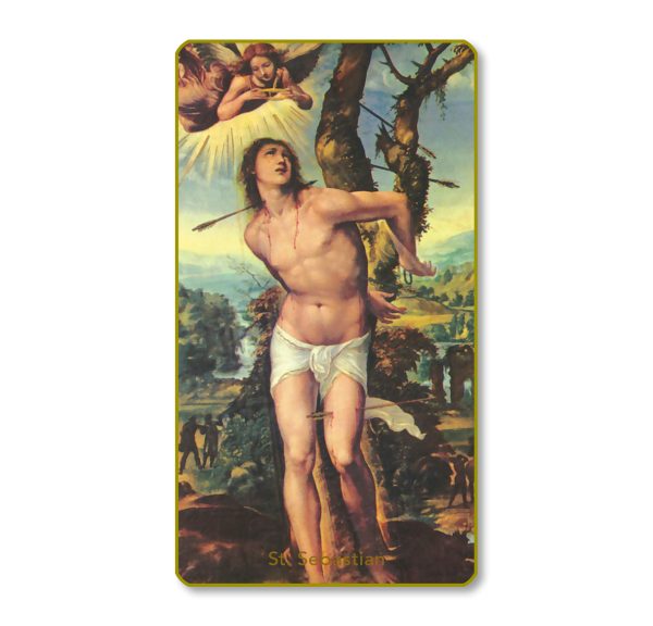 Saint Sebastian Gold Edge Blank Paper Prayer Card (pack of 100)