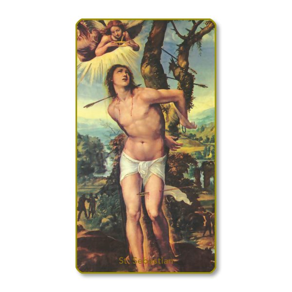 Saint Sebastian Gold Edge Blank Paper Prayer Card (pack of 100)