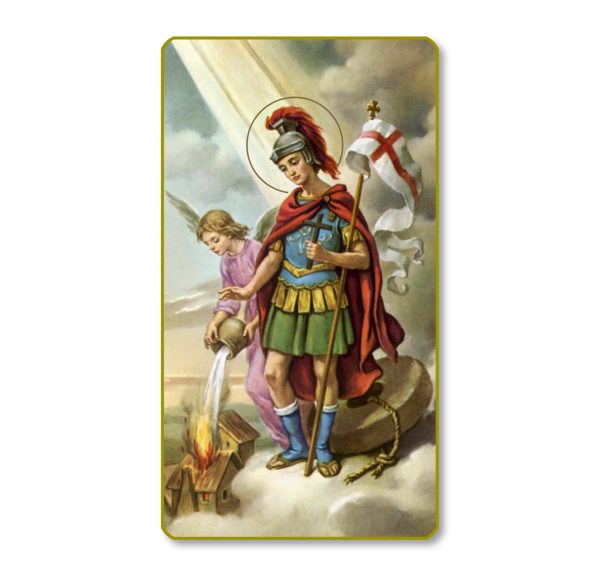 Saint Florian Gold Edge Blank Paper Prayer Card (pack of 100)