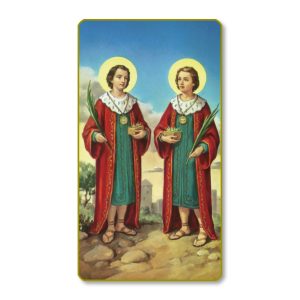 Saint Cosmos and Saint Damian Gold Edge Blank Paper Prayer Card (pack of 100)