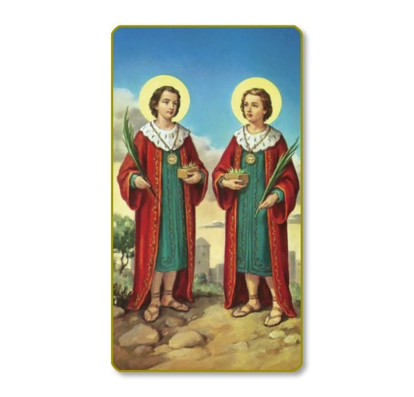 Saint Cosmos and Saint Damian Gold Edge Blank Paper Prayer Card (pack of 100)