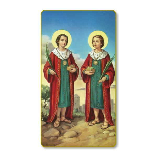 Saint Cosmos and Saint Damian Gold Edge Blank Paper Prayer Card (pack of 100)