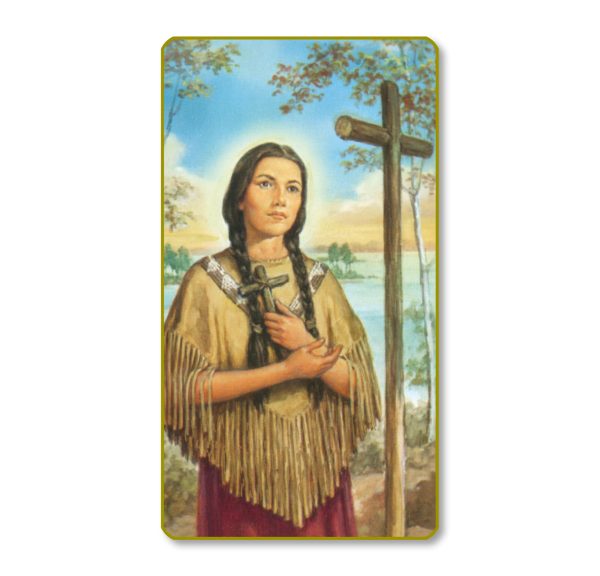Kateri Tekakwitha Gold Edge Blank Paper Prayer Card (pack of 100)