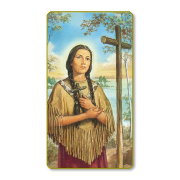 Kateri Tekakwitha Gold Edge Blank Paper Prayer Card (pack of 100)