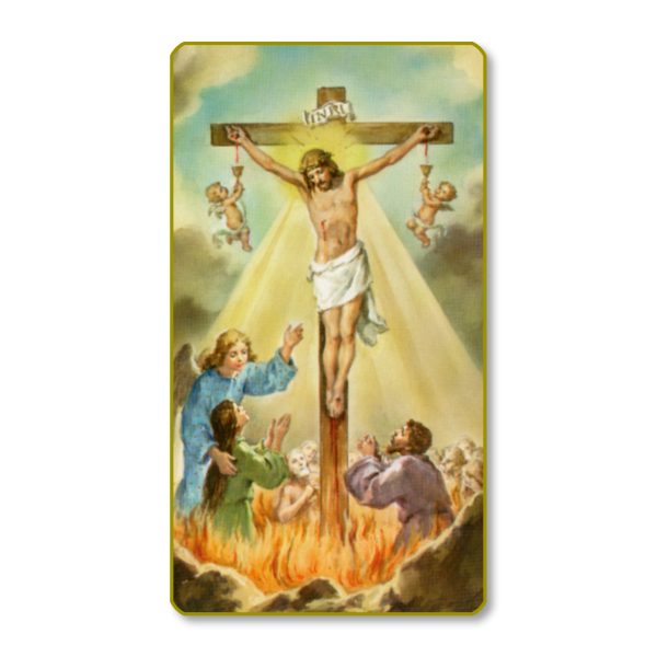 Crucifixion Gold Edge Blank Paper Prayer Card (pack of 100)