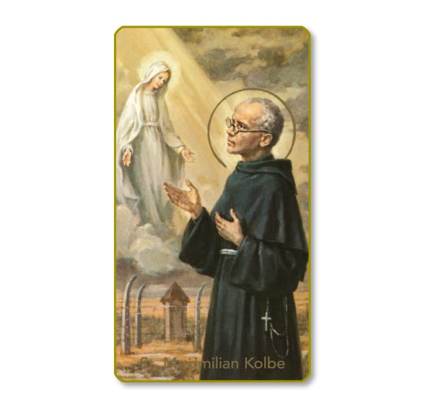 Saint Maximilian Kolbe Gold Edge Blank Paper Prayer Card (pack of 100)
