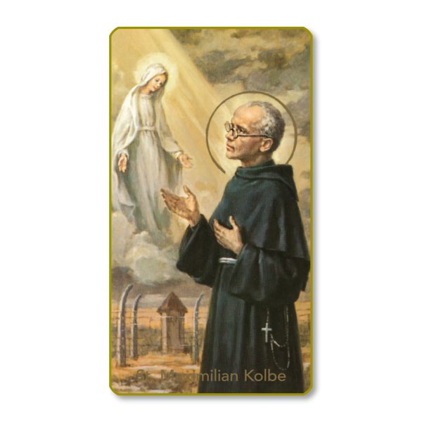 Saint Maximilian Kolbe Gold Edge Blank Paper Prayer Card (pack of 100)