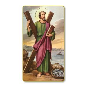 Saint Andrew Gold Edge Blank Paper Prayer Card (pack of 100)
