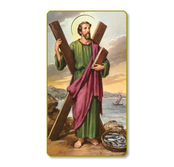 Saint Andrew Gold Edge Blank Paper Prayer Card (pack of 100)