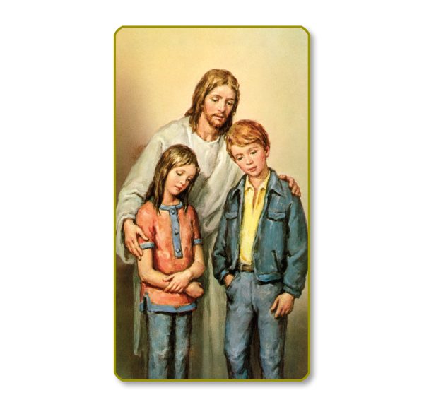Christ the Comforter Gold Edge Blank Paper Prayer Card (pack of 100)