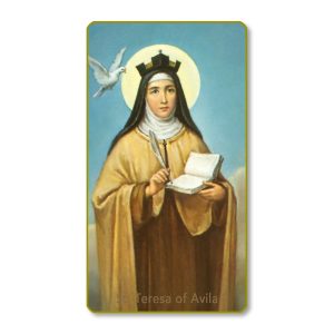 Saint Teresa of Avila Gold Edge Blank Paper Prayer Card (pack of 100)