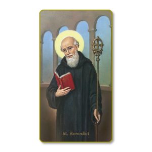 Saint Benedict Gold Edge Blank Paper Prayer Card (pack of 100)