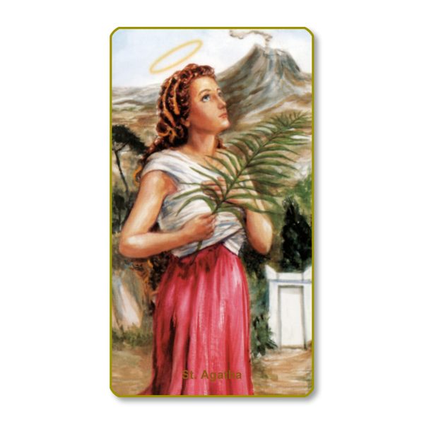 Saint Agatha Gold Edge Blank Paper Prayer Card (pack of 100)