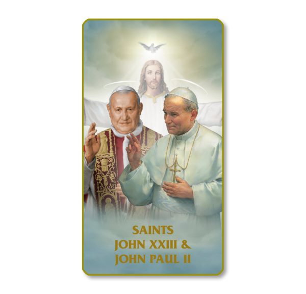 Saint John Paul II and Saint John XXIII Gold Edge Blank Paper Prayer Card (pack of 100)
