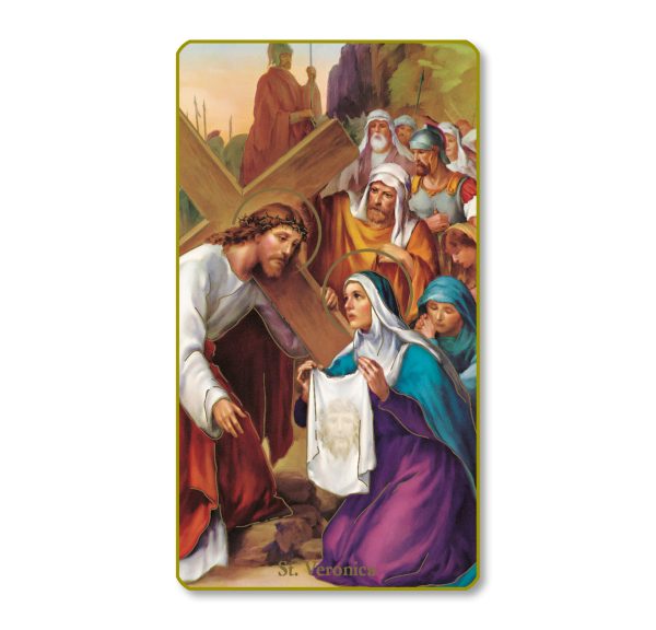 Saint Veronica Gold Edge Blank Paper Prayer Card (pack of 100)