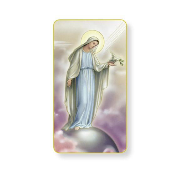 Queen of Peace Gold Edge Blank Paper Prayer Card (pack of 100)