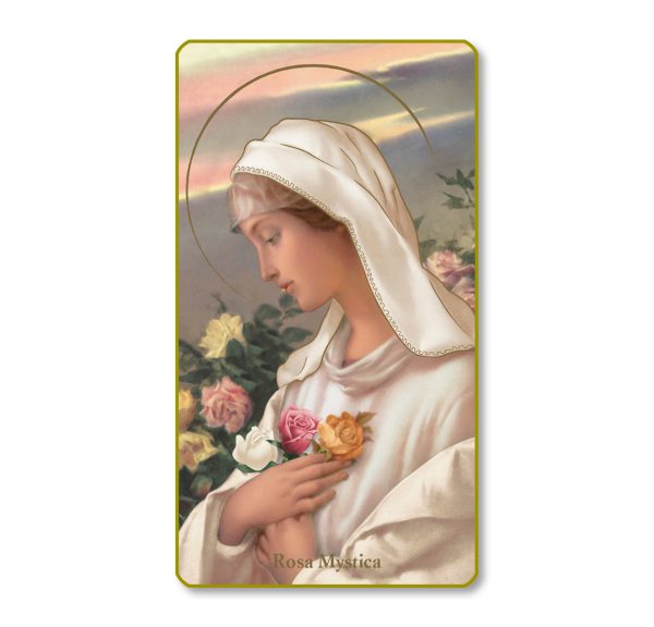 Rosa Mystica Gold Edge Blank Paper Prayer Card (pack of 100)
