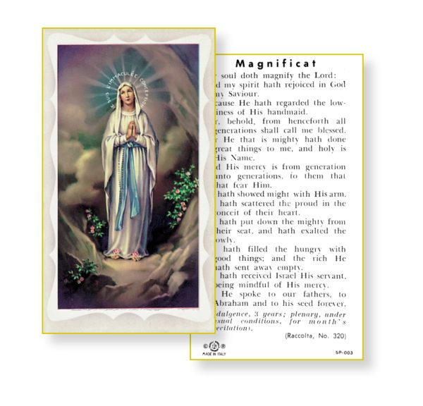 Our Lady of Lourdes Gold Edges Prayer Card (Pack of 100)
