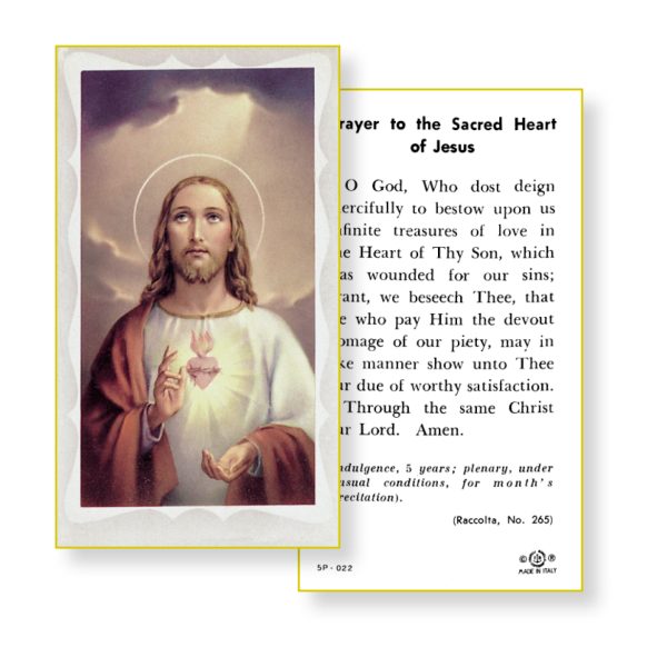 Sacred Heart of Jesus Paper Prayer Card (Pack of 100)