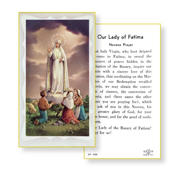Our Lady of Fatima Gold Edges Prayer Card (Pack of 100)