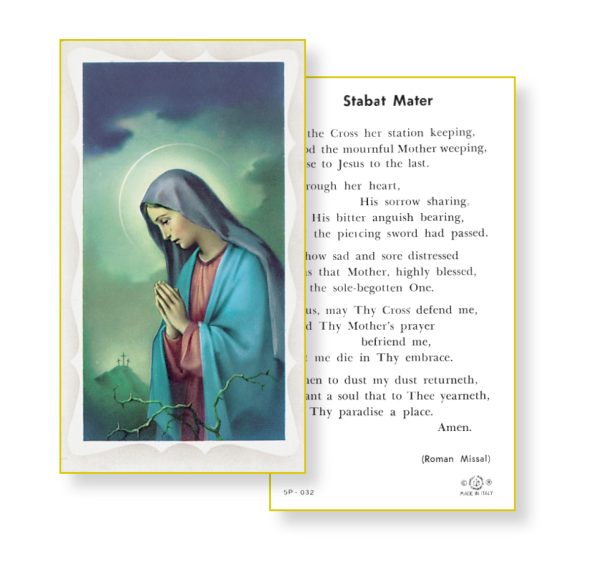Mother of Sorrows Gold Edges Prayer Card (Pack of 100)
