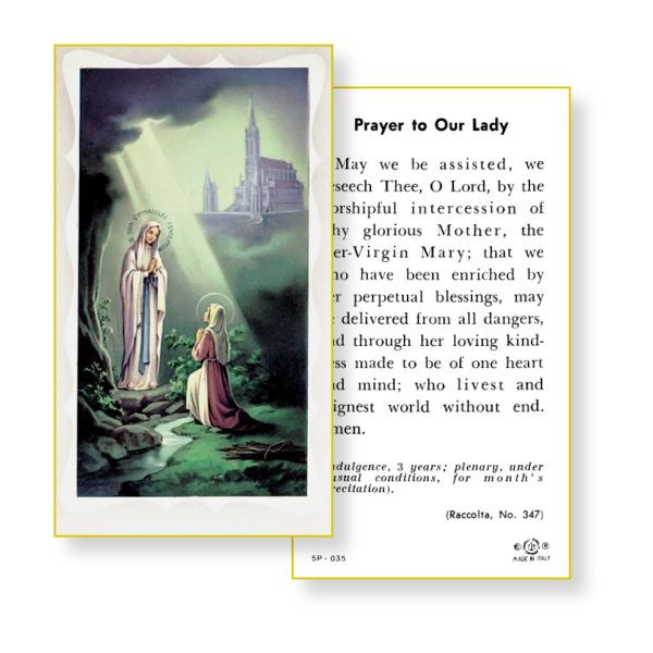 Our Lady of Lourdes Paper Prayer Card (Pack of 100)