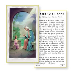 Saint Anne Gold Edges Prayer Card (Pack of 100)