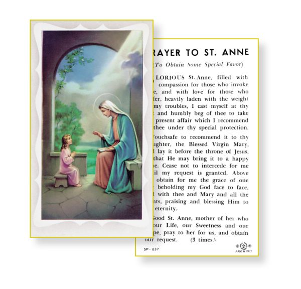 Saint Anne Gold Edges Prayer Card (Pack of 100)