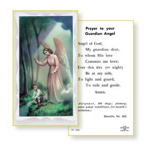 Guardian Angel-Boy Gold Edges Prayer Card (Pack of 100)