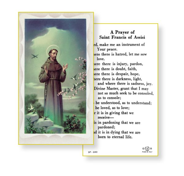 Saint Francis of Assisi Gold Edges Prayer Card (Pack of 100)