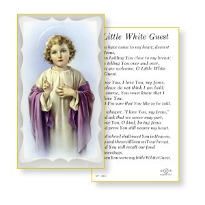 Little White Guest-Communion Gold Edges Prayer Card (Pack of 100)