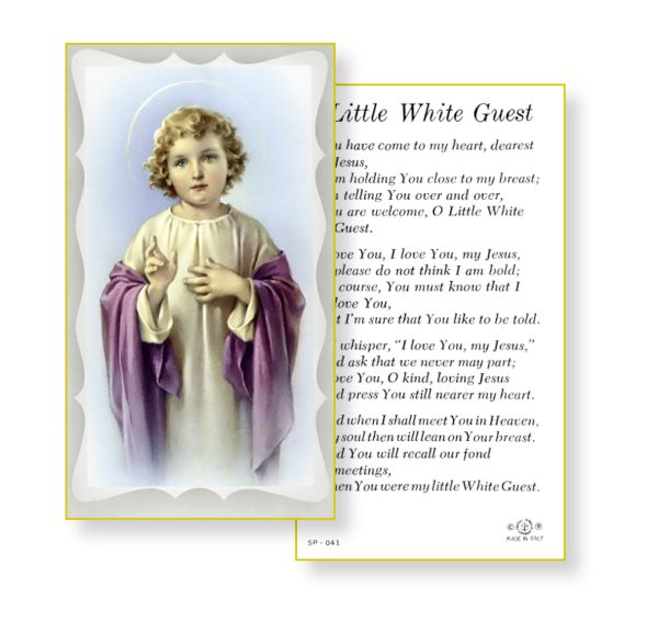 Little White Guest-Communion Gold Edges Prayer Card (Pack of 100)