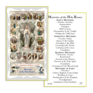 Mysteries of the Rosary Gold Edges Prayer Card (Pack of 100)