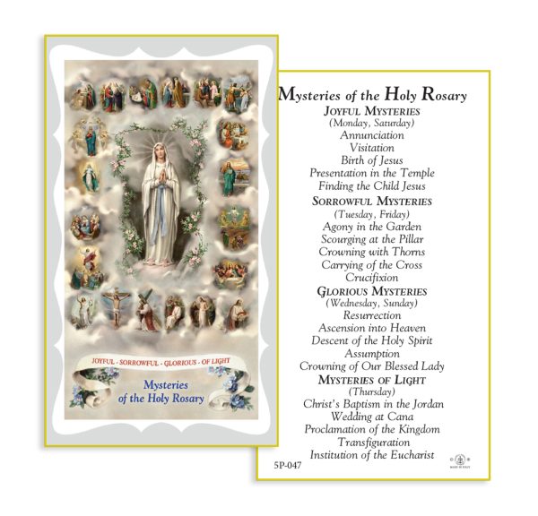 Mysteries of the Rosary Gold Edges Prayer Card (Pack of 100)