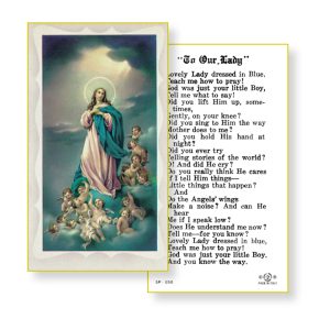 Lovely Lady Dressed in Blue Gold Edges Prayer Card (Pack of 100)