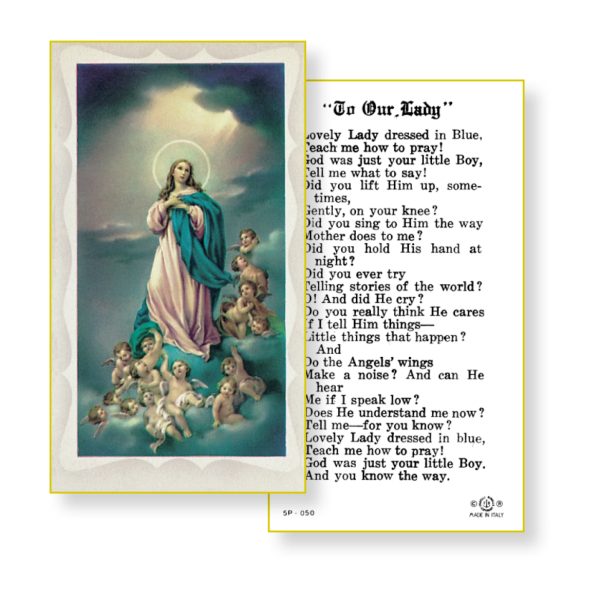 Lovely Lady Dressed in Blue Paper Prayer Card (Pack of 100)