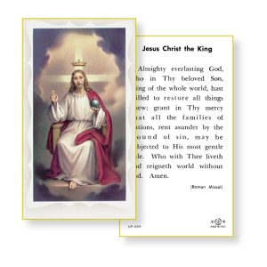 Christ the King Gold Edges Prayer Card (Pack of 100)