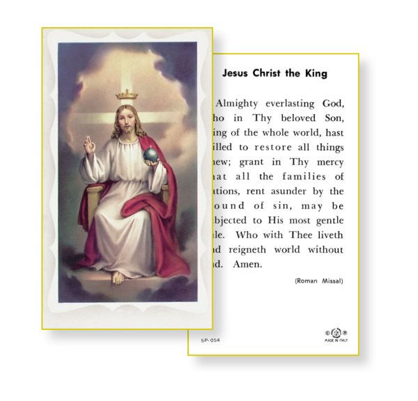 Christ the King Gold Edges Prayer Card (Pack of 100)